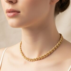 TRIFARI 1950'S LAUREL LEAF‎  WRATH YELLOW GOLD TONE  NECKLACE